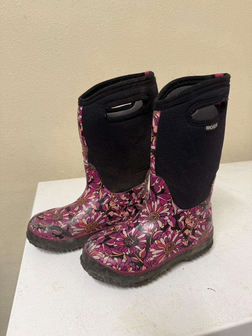 Bogs Kids Purple Pink Floral Waterproof Rain Boots